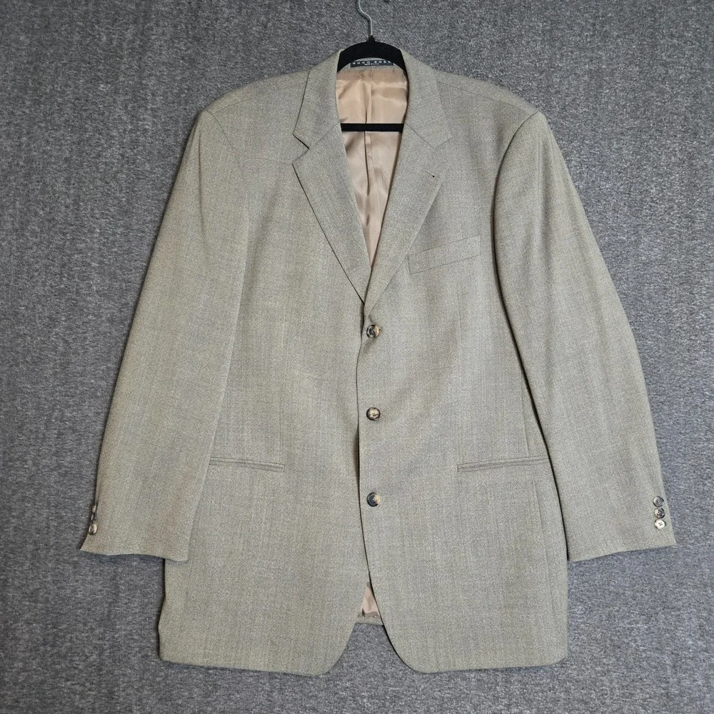 Hugo Boss Einstein Beta 42L Suit‎ 100% Virgin Wool Beige 3 Button Blazer Pants